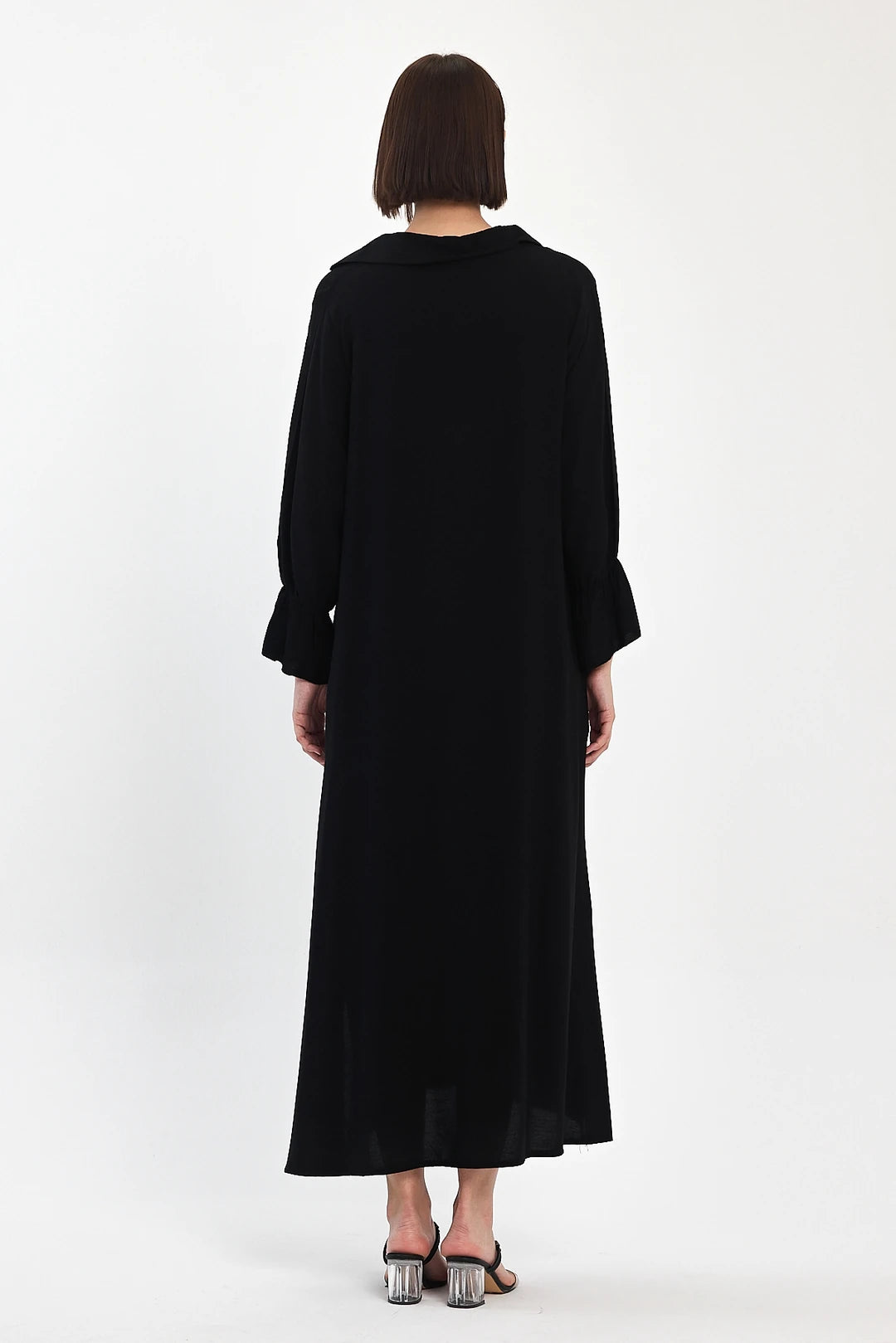 Flowy Comfort Siyah Midi Elbise